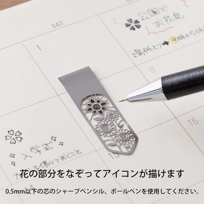 Midori Clip Bookmarkers Flowers A