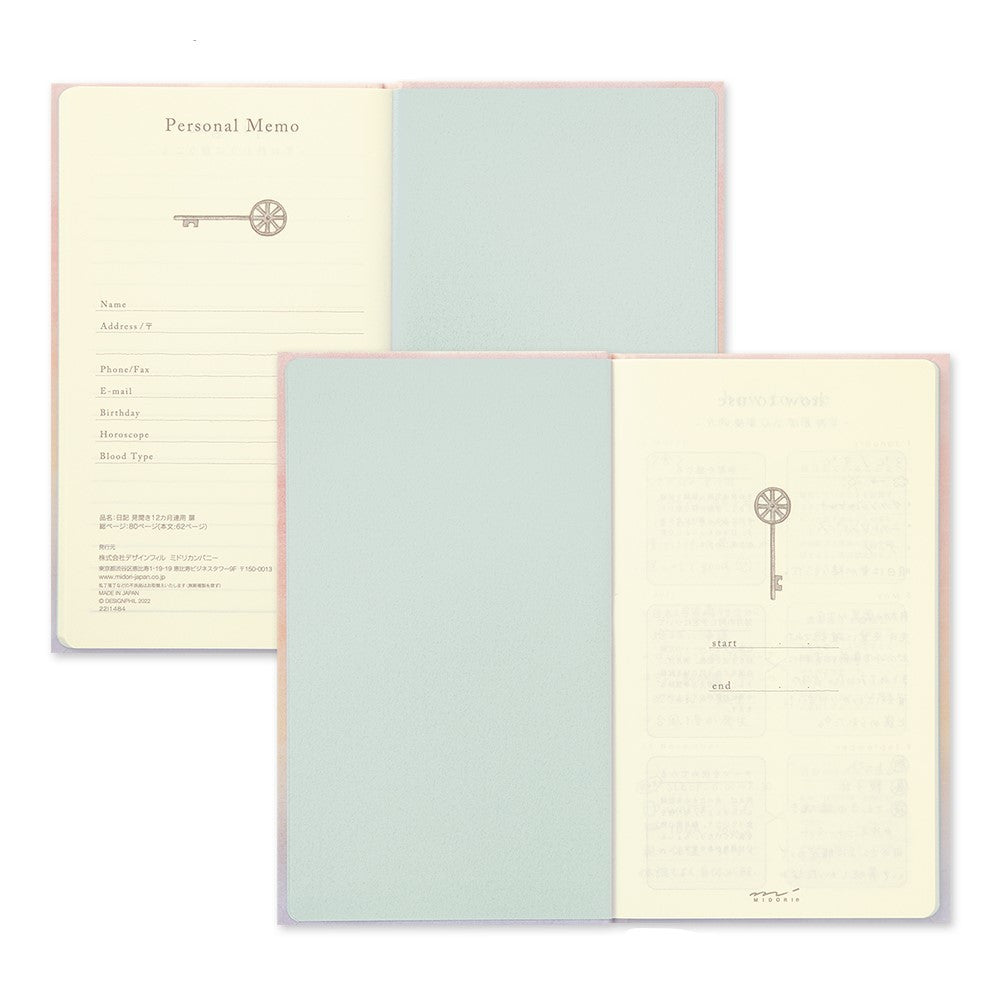 Midori Diary Gate 12-Month Planner | Pink