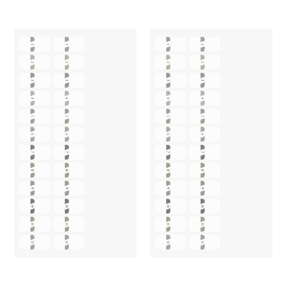 Midori Index Label Chiratto Stickers Numbers Grey
