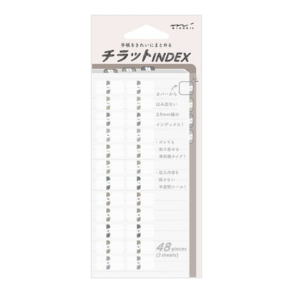 Midori Index Label Chiratto Stickers Numbers Grey