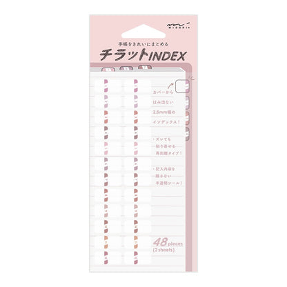 Midori Chiratto Index Labels - Numbers Pink
