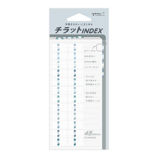 Midori Index Label Chiratto Stickers Numbers Blue