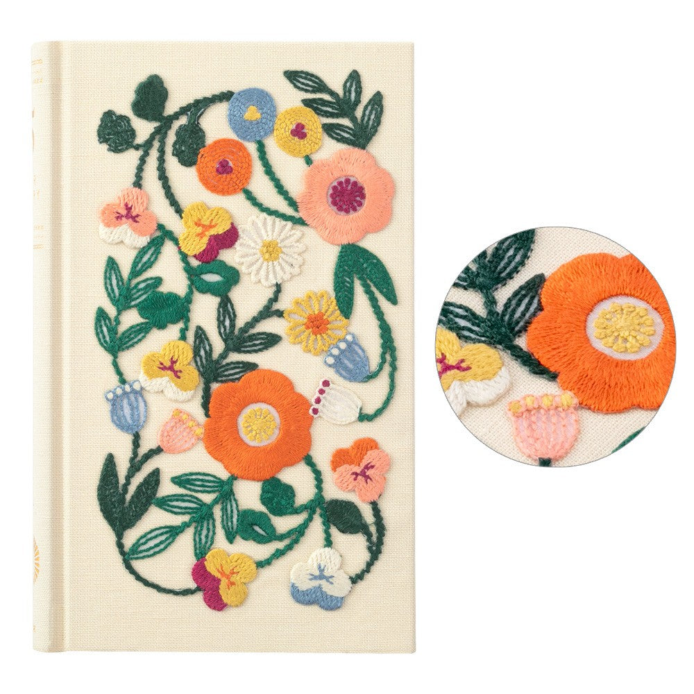 Midori 5 Years Diary | Embroidery Flower Beige