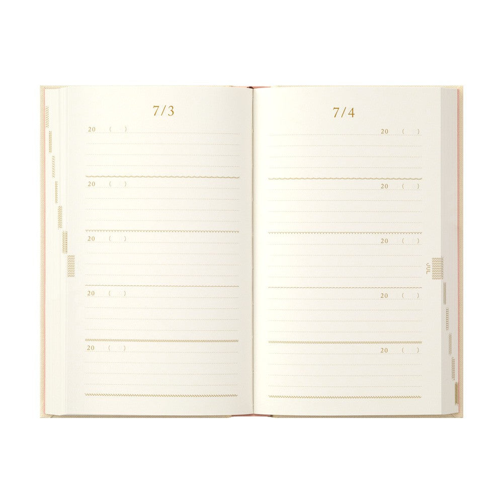 Midori 5 Years Diary | Embroidery Flower Beige