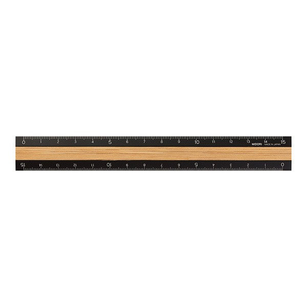 Midori Ruler 15cm Black - Light Wood