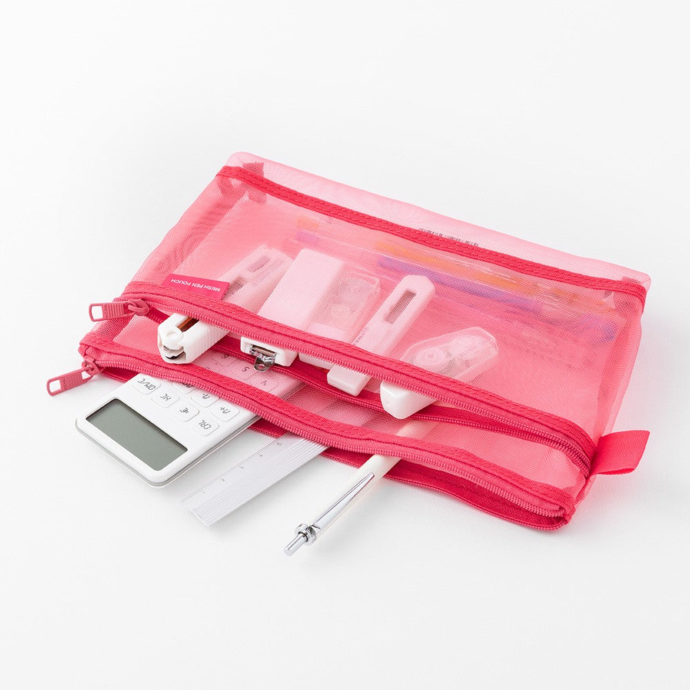 Midori Mesh Pen Pouch Pink