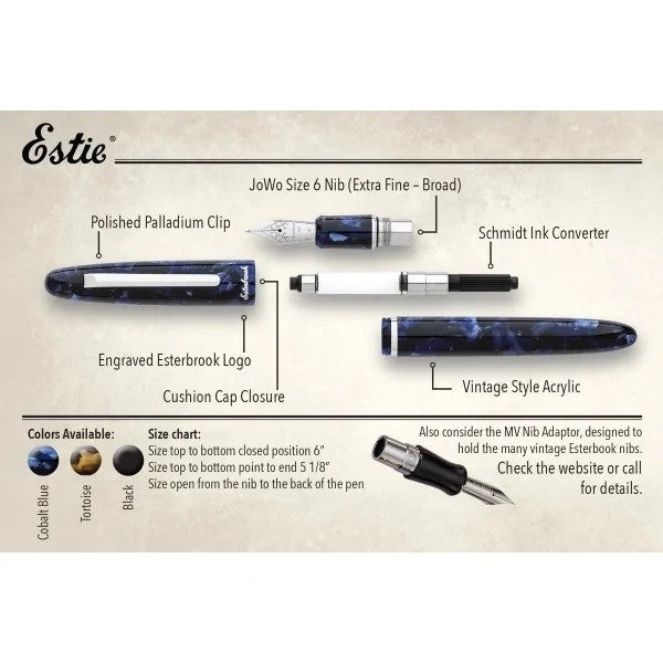 Esterbrook Estie Ebony Gold Trim Fountain Pen
