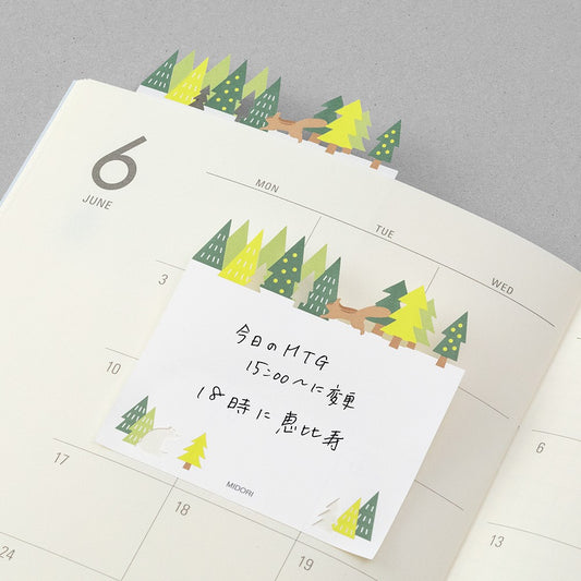 Midori Katanuki Fusen Sticky Notes Forest