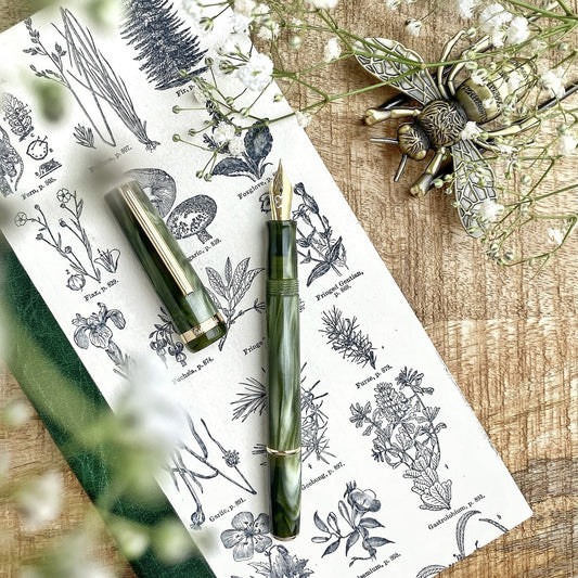 Esterbrook JR Pocket Palm Green Gold Trim Fountain Pen