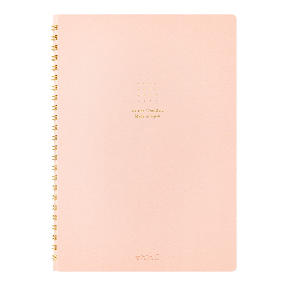 Midori Color Dot Grid Spiral Notebook A5 Pink