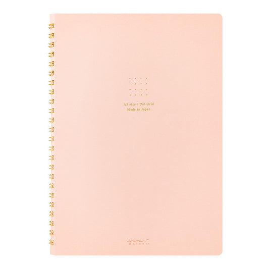Midori Color Dot Grid Spiral Notebook A5 Pink