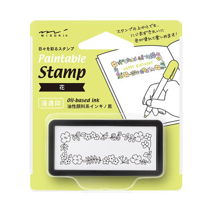 Midori Paintable Stamp Pre-inked Half Size Flowers