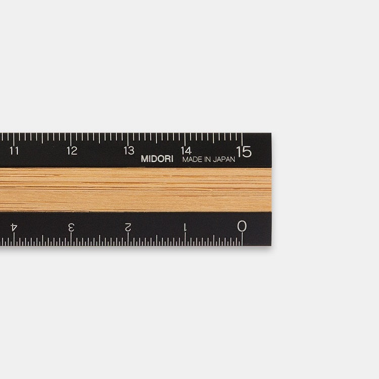 Midori Ruler 15cm Black - Light Wood