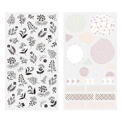 Midori Two Sheets Stickers | Monotone Flower