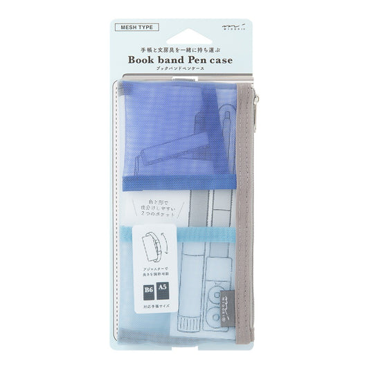 Etui Midori Book band Pen Mesh w kolorze błękitnym.