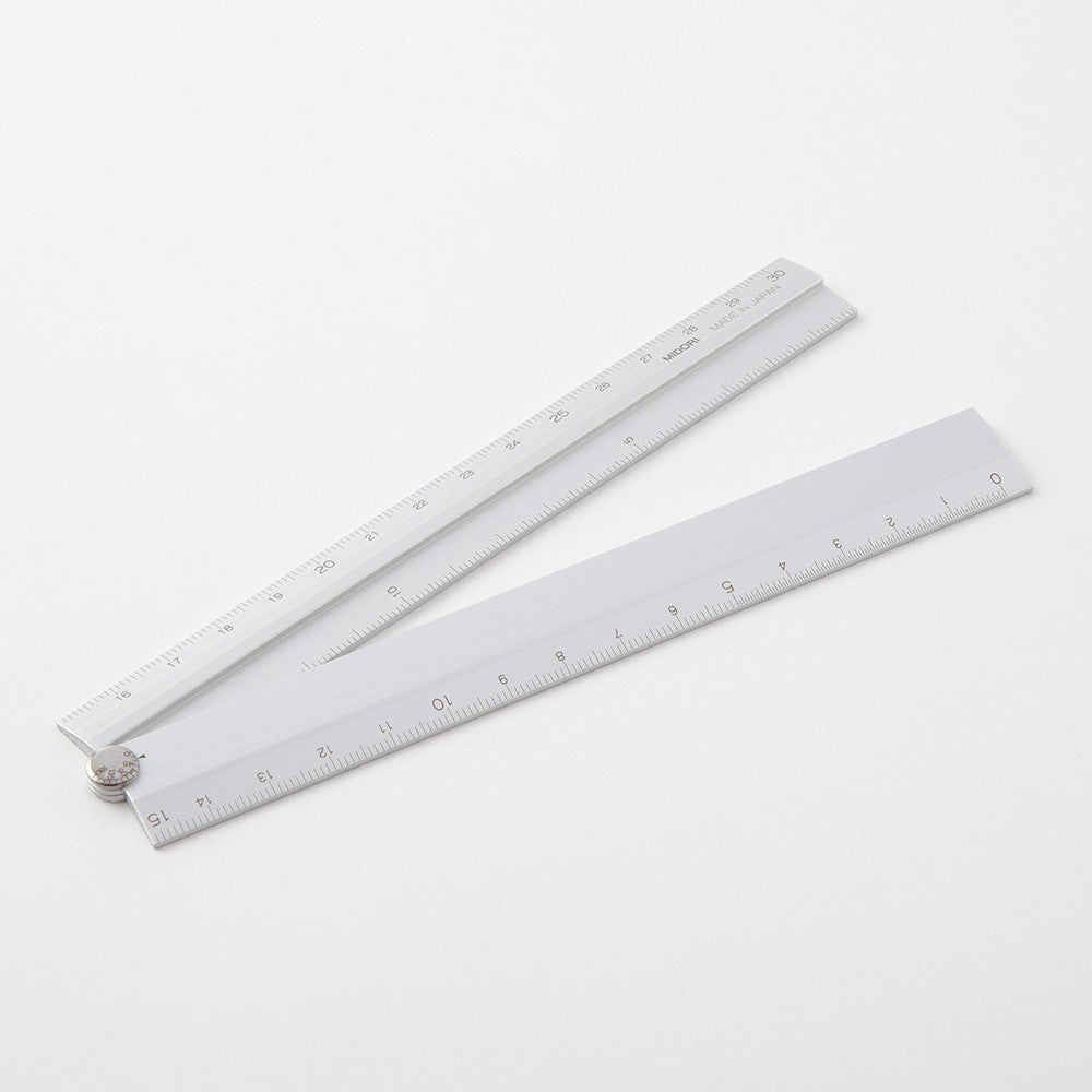 Midori 30cm Foldable Aluminium Ruler Silver