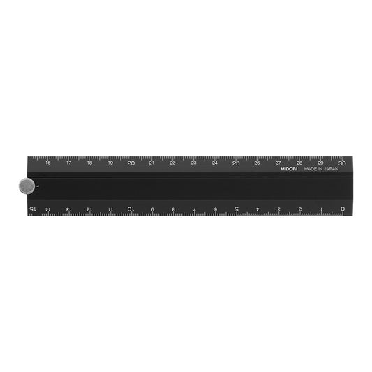 Midori 30cm Black Aluminium Folding Ruler
