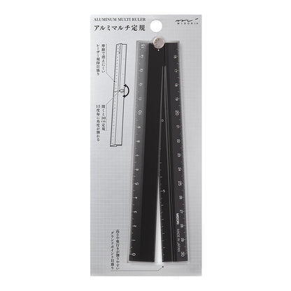 Midori 30cm Black Aluminium Folding Ruler
