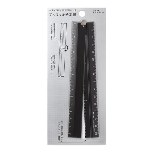 Midori 30cm Black Aluminium Folding Ruler