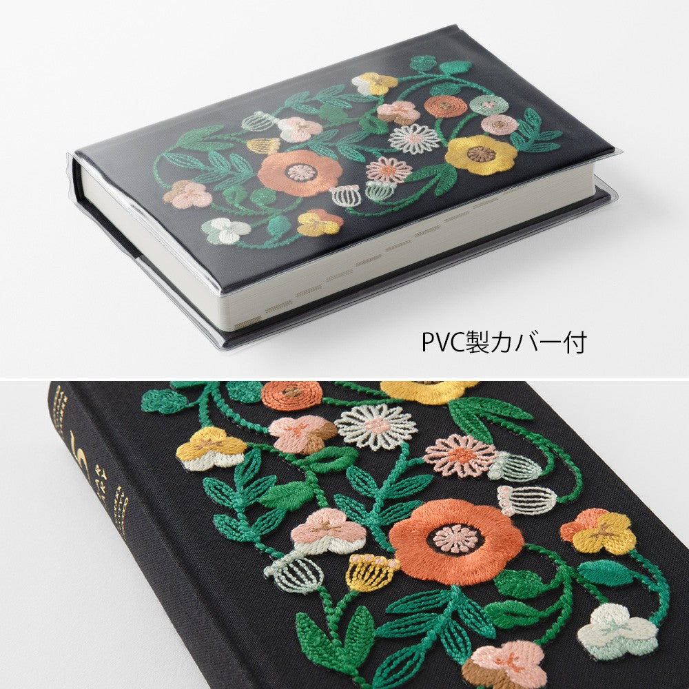 Midori 5 Years Diary | Embroidery Flower Black