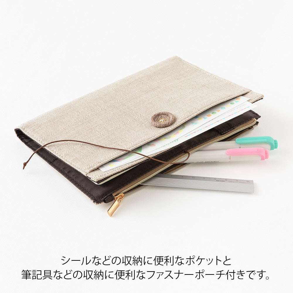 Midori Yuru Log B6 Canvas Cover | Beige