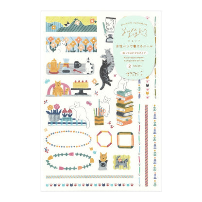 Midori Yuru Log Stickers 2 Sheets | Cats