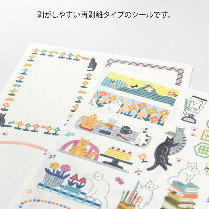Midori Yuru Log Stickers 2 Sheets | Cats