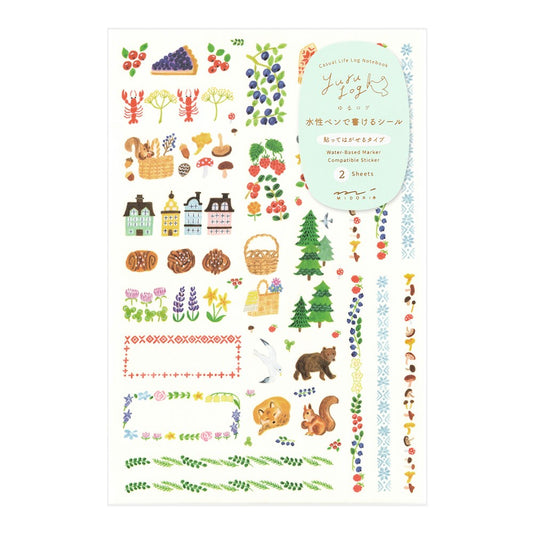 Midori Yuru Log 2 Sheets Stickers | Scandinavia