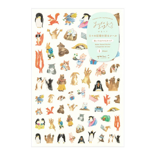 Midori Yuru Log Stickers | Animals