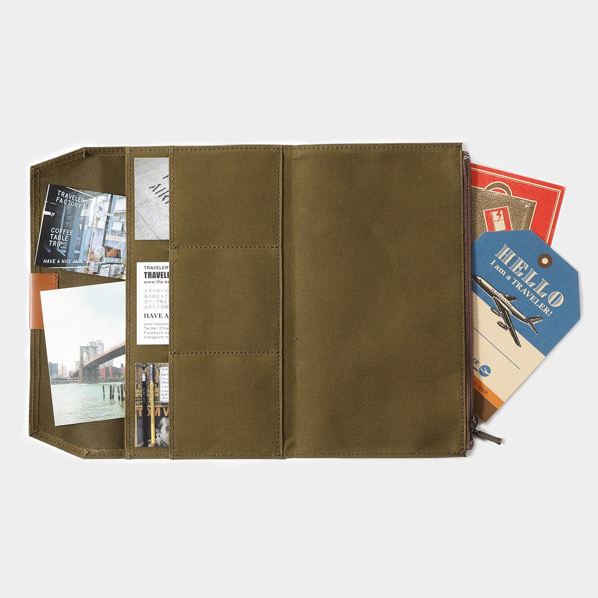 Traveler's Notebook Zipper Pocket Insert | Olive