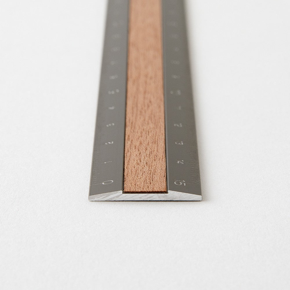 Midori Ruler 15cm | Grey + Dark Wood