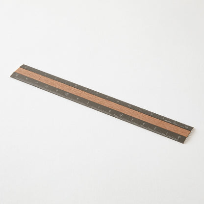 Midori Ruler 15cm | Grey + Dark Wood