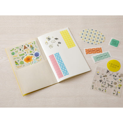 Midori Sticker Book with Pocket | Yellow