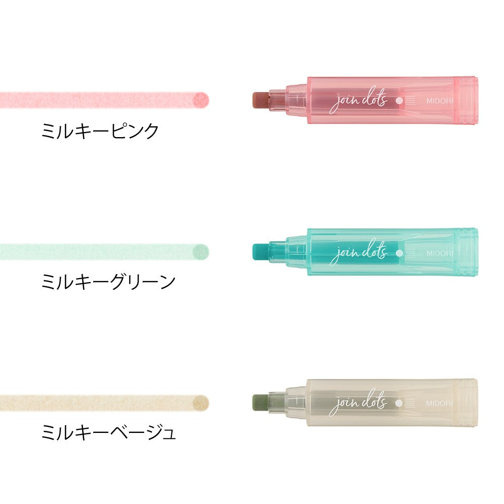 Midori Connecting Pen Join Dots Highlighters | Milky