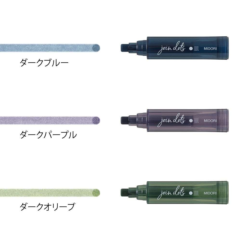 Midori Connecting Pen Join Dots Highlighters | Dark Colors