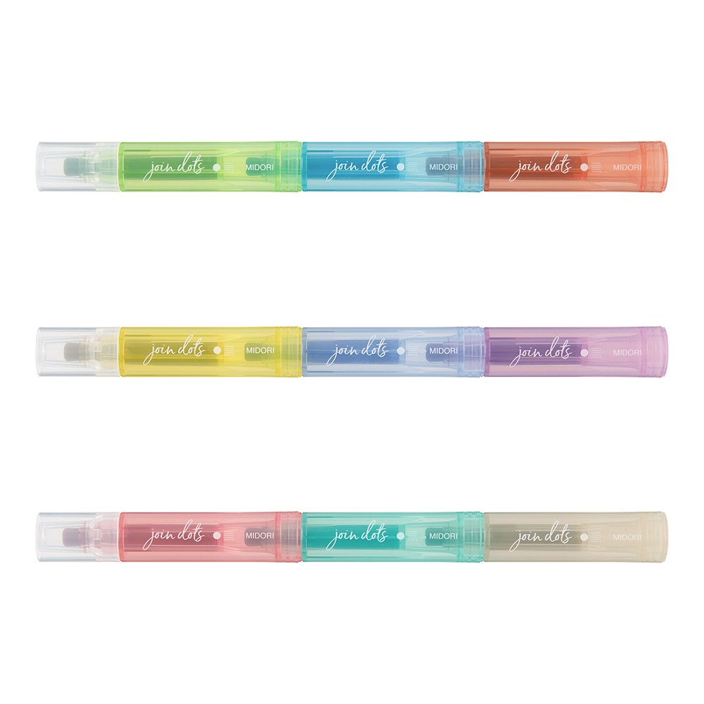 Midori Connecting Pen Join Dots Highlighters 3-Pack | Bright Colors
