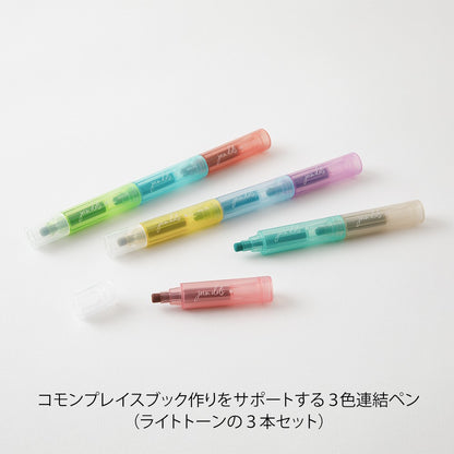 Midori Connecting Pen Join Dots Highlighters 3-Pack | Bright Colors