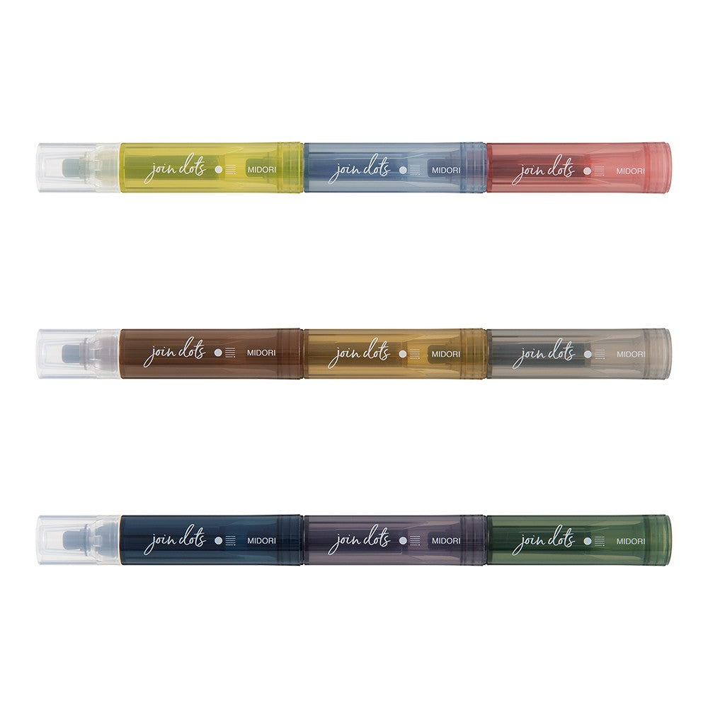 Midori Connecting Pen Join Dots Highlighters 3-Pack | Dark Colors