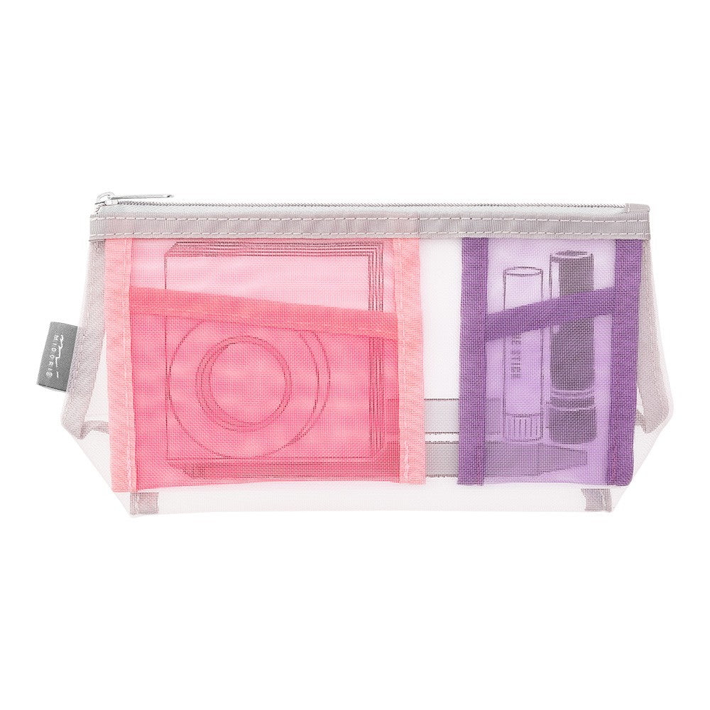 Etui Midori Pen & Tool Pouch Mesh with Gusset | Różowy