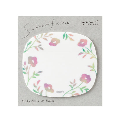 Karteczki samoprzylepne Midori Sakura Fusen Sticky Notes Różowe Kwiaty