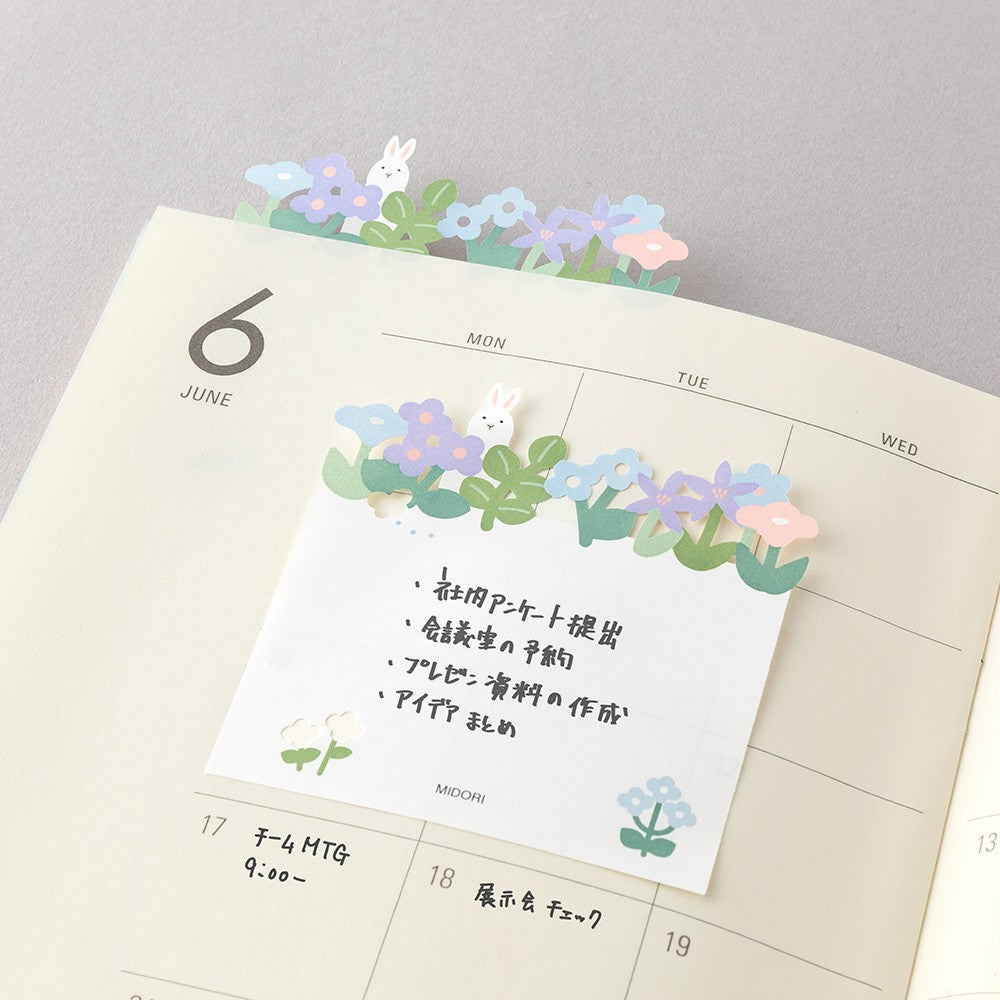 Midori Katanuki Fusen Sticky Notes Flowers