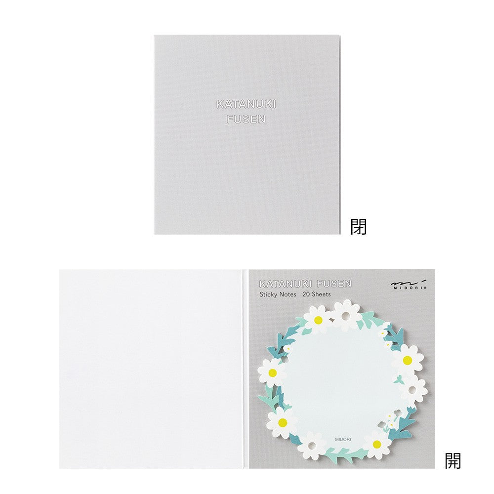Midori Katanuki Fusen Sticky Notes Wreath White