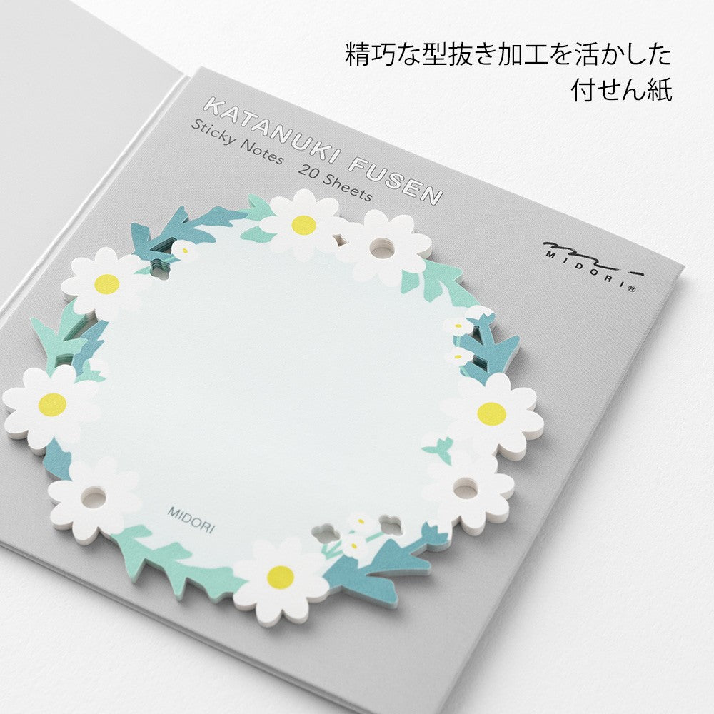 Midori Katanuki Fusen Sticky Notes Wreath White