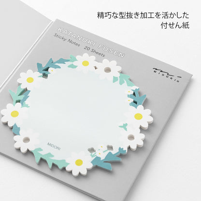 Midori Katanuki Fusen Sticky Notes Wreath White