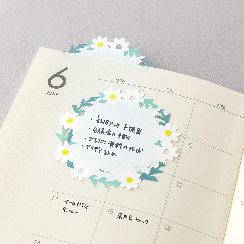 Midori Katanuki Fusen Sticky Notes Wreath White