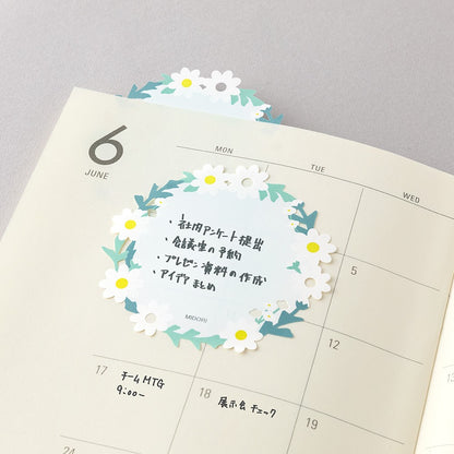 Midori Katanuki Fusen Sticky Notes Wreath White