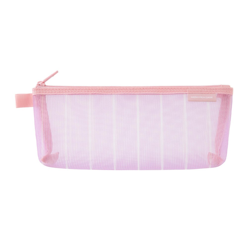 Mesh Pen Case with Gusset Stripe Purple