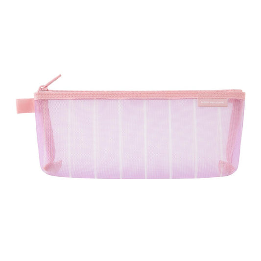 Mesh Pen Case with Gusset Stripe Purple