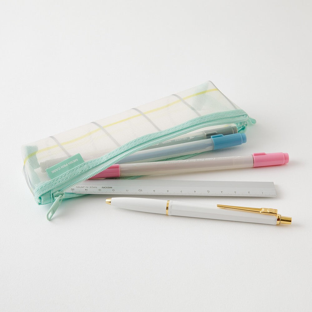 Piórnik Mesh Pen Case Check Green