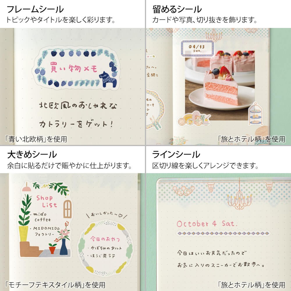 Midori Yuru Log Decoration Sticker 2 sheets Blue Nordic